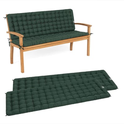 Tuinbankkussens met rugleuning - orthopedisch, wasbaar tot 95 °C, 110 x 48 cm, 2 stuks