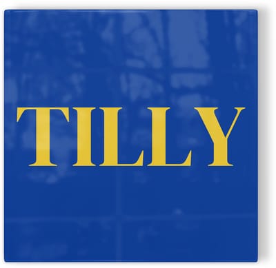 Tegeltje Tilburg Tilly - blauw geel - tegeltje stad - tegeltje met tekst