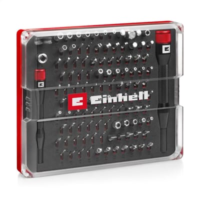 Einhell 115040 Bitset 114-delig Spanner, JIS, T-profiel, Gamebit, Sim-Eject-Bit, Plat, Tri-Point, Pentalobe, Triangle,