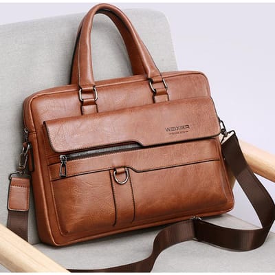 WEIXIER Zakelijke schoudertas Heren Messenger Bag Vintage PU lederen crossbody tas voor herenmode Casual herenhandtassen Aktetas One size lichtbruine kleur