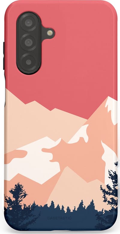 Casetastic hoesje geschikt voor Samsung Galaxy A26 - Dubbellaagse bescherming - Bergen bij stille toppen - Fashion Case - Koraal Donkergrijs Zand Perzik