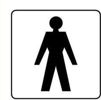 Toilet heren bordje, geborsteld aluminium 100 x 100 mm