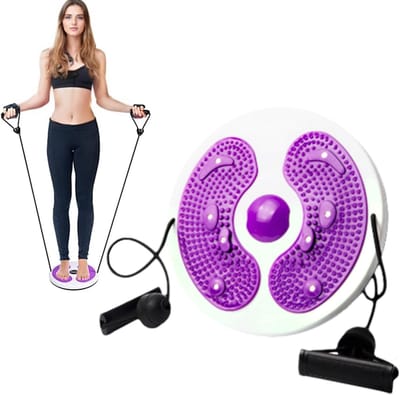 Draaischijf met Koord - Fitness Draaischijf - Taille Trainen - Met Massagepunten - 27.5 cm - Lila