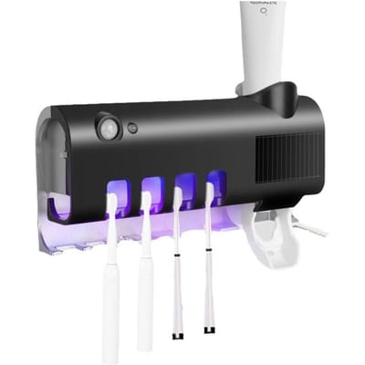 1 stuks Wandgemonteerde Tandenborstel- en Tandpasta-organizer Elektrische Tandenborstelhouder Ruimtebesparend Ontwerp Intelligente Reiniging black