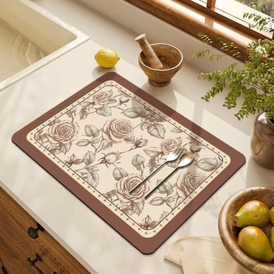 Retro Keuken Aanrecht Afdruipmat Diatomeeënaarde Absorberende Mat Kom Bord Onderzetter Fornuis Spoelbak Afwas en Anti-heet Opbergmat 40*60CM
