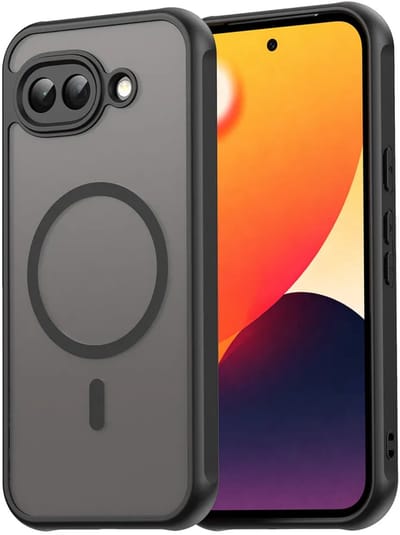 MobyDefend Hoesje - Geschikt voor Google Pixel 10a - Case Geschikt voor MagSafe - Mat Transparant Met Gekleurde Rand - Zwart