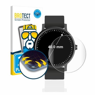 BROTECT - Screenprotector voor Horloges (Rond, ø: 40 mm) - Folie Beschermfolie transparant volledig dekking - 2 Stuks
