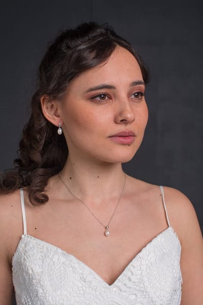 TK-S set van zilveren collier met zoetwater parelhanger + parel oorbellen - verfijnd - tijdloos