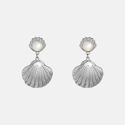 Margot Bardot Ariel Pearl Shell Oorbellen Silver