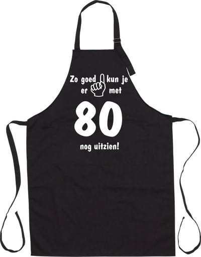 Mijncadeautje - Luxe Keukenschort - Zo goed kun je er uitzien 80 jaar - Unisex - Zwart - Leeftijd