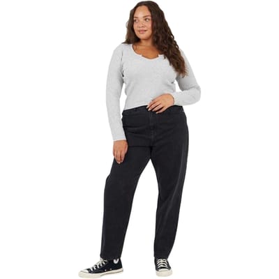 Brave Soul Dames Notch Neck Lange Mouwen T-Shirt (Grijs Marl)