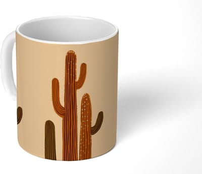 Mok - Koffiemok - Cactus - Woestijn - Zand - Bruin - Mokken - 350 ML - Beker - Koffiemokken - Theemok