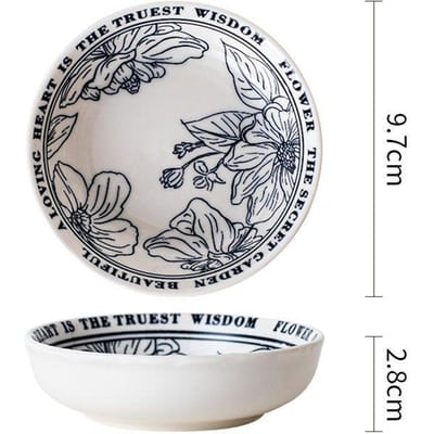 Retro Print Snackschalen Keramiek Huishoudelijk Dipsausbord Rond Japans Restaurant Fruitschaal 1st/2/4st Servies gray