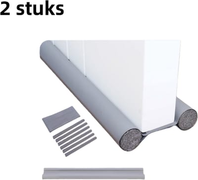 Set van 2 stuks - Deurbodemafdichtingsstrip - Deur- en raamspleetafdichtingsstrip - Winddicht en warmte-isolerend - Stofdicht en winddicht - Dubbelzijdig grijs - Lederen uitvoering - 96 cm