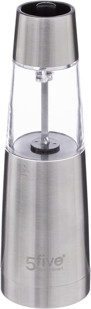 Elektrische pepermolen RVS/glas zilver 19 cm inclusief batterijen - Pepermaler - Kruiden en specerijen vermalers