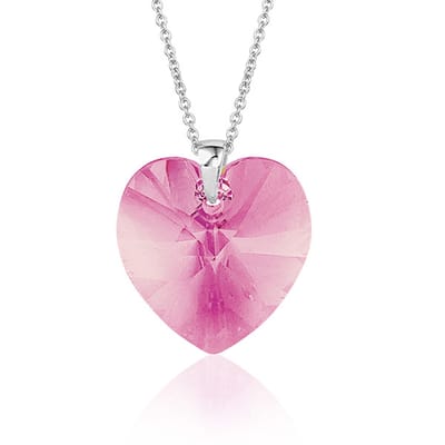 Montebello Ketting Daisy HZ563 - Swarovski Hart - 925 Zilver Gerhod. - Ø18mm - 50cm