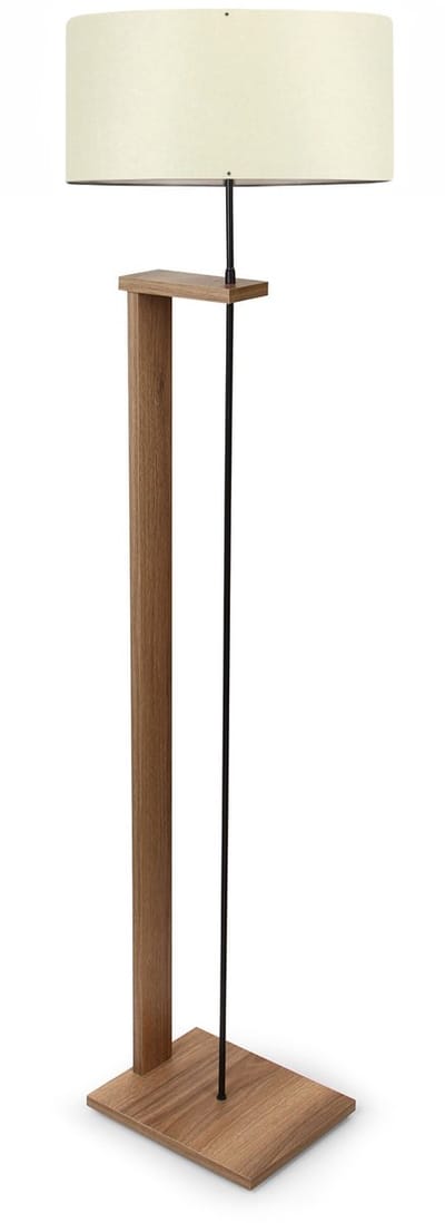 Asir - Houten Vloerlamp - Crème - 150 cm hoogte