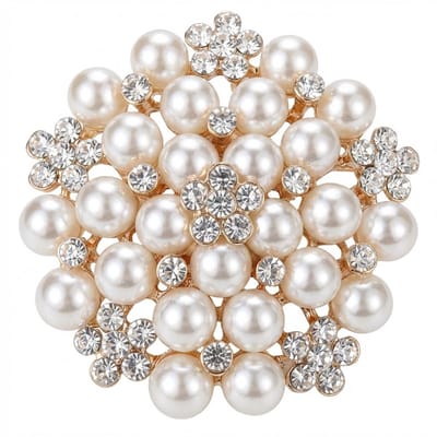 Goudkleurige broche dames met parels en strass stenen bloemvorm decoratieve broche speld geschikt voor kleding sjaal of jas