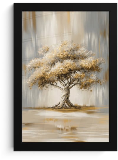 Poster in lijst - Fotolijst 20x30 cm - Posters - Boom - Bladeren - Abstract - Wit - Posterlijst zwart - Decoratie - Wanddecoratie woonkamer - Muurdecoratie slaapkamer