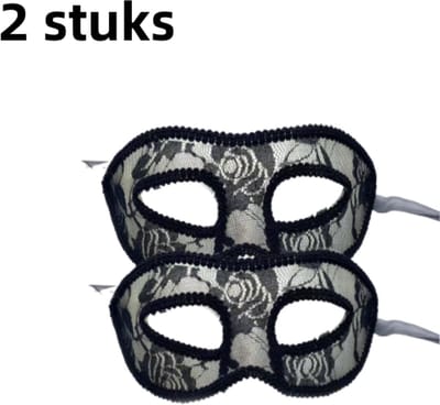 2-delig Halloweenmasker - Damesfeestje met platte kant - Half gezicht Prom oogmasker - Prinsessenkant Feestdagen Prestatiemasker - Zwart