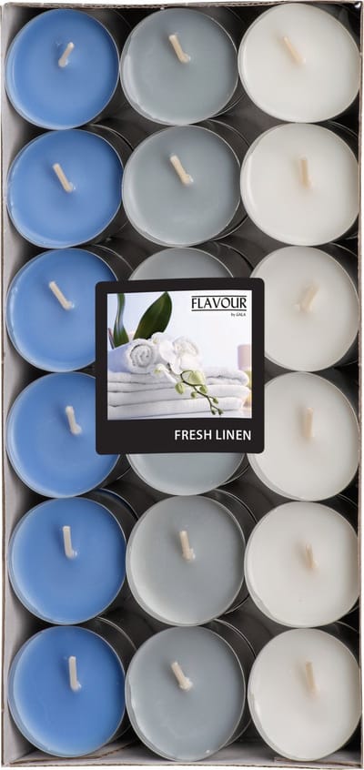 Conpax Geur theelichtjes/waxinelichtjes - Mega pack - 36x - Fresh Linen aroma - 4,5 branduren