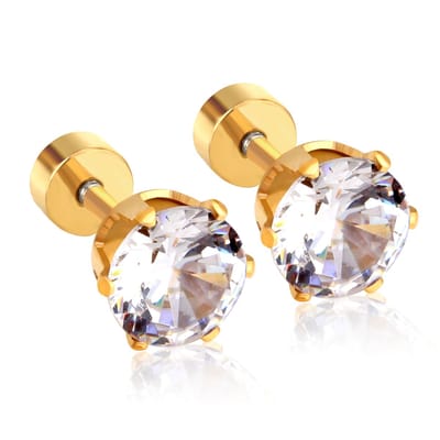 Oorbellen dames - 18 karaats gold plated - Zirkonia steen