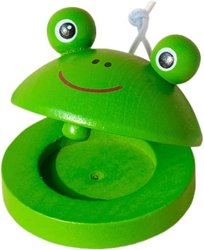 Houten Kastagnetten - Vinger Percussie - Muziek Leren - Dierlijk Motief - 7 x 5.5 cm - Groen