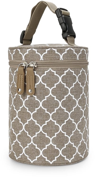 19 cm Draagbare Babyflessentas — Waterdicht & Lekvrij — Met draaggreep — Geschikt voor kinderwagens & borstkolven — Temperatuurregulerend — Ideaal voor de kinderopvang — Khaki
