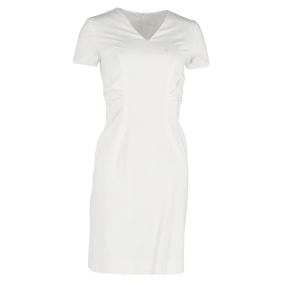 Boss V-hals nauwsluitende jurk in witte viscose
