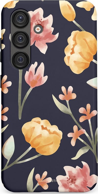 Casetastic Hoesje Geschikt voor Samsung S25 - Stijlvolle Beschermende Duo-layer Case - Bloemen Nacht