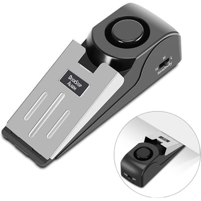 Alarme Butée de Porte Antivol Sirène 120db Butée de Porte Portable Alarme de Sécurité pour Maison Appartement Voyage