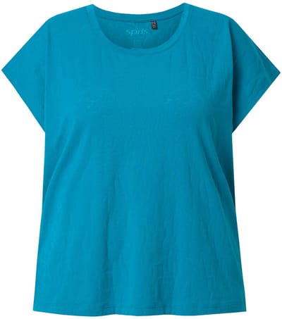 Ulla Popken - Dames - Shirt ausbrenner oversized ronde hals mouwloos - Rookblauw - Maat 42+