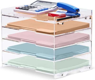 Papier Organizer voor Bureau | Clear Acryl Brievenbak en Map Accessoires voor Deskorganisatie
