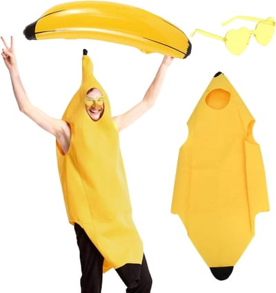 Grappige 3-delige Bananen Kostuum voor Mannen en Vrouwen, Perfect voor Halloween Feesten, Thema Evenementen en Verkleedpartijen