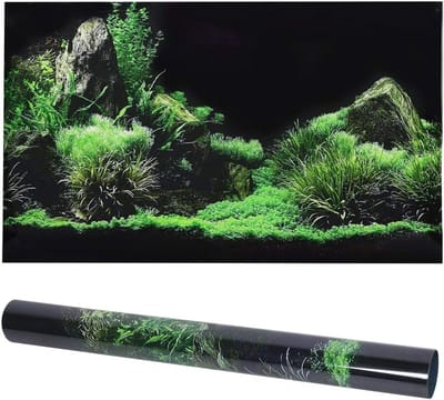 MK Stoer -Aquariumachtergrond decoratie sticker - Zeebodem - Watergras - 3D PVC - Zelfklevend - Voor aquarium - 61 x 40 cm