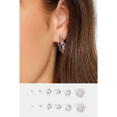 Yours Set Van 6 Paar Minioorringen & Oorknopjes In Zilversize One Size