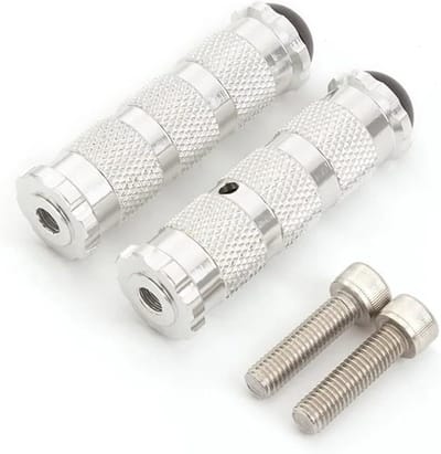 Motorfiets Voetsteunen - Pedaal Pinnen - Comfortabel Rijden - Universele 8MM Pasvorm - 530 gram - Zilver