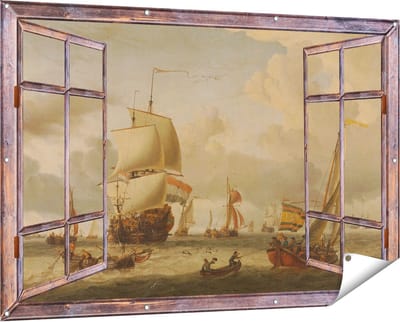 Gards Tuinposter Doorkijk De Rede van Enkhuizen - Abraham Storck - 150x100 cm - Tuindoek - Tuindecoratie - Wanddecoratie buiten - Tuinschilderij