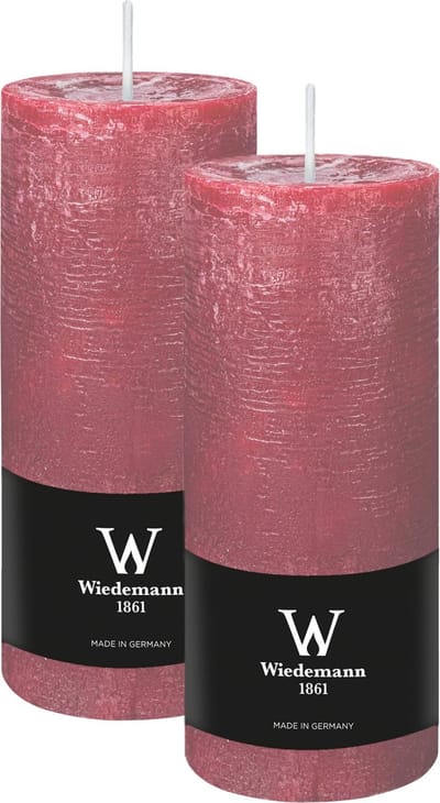 Wiedemann Cilinderkaars/stompkaars - 2x - rustieke kaars - oudroze - 7 x 16 cm - 66 branduren