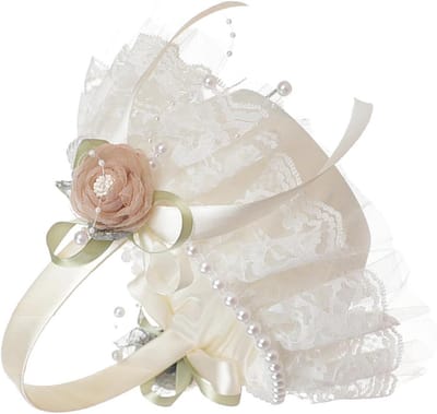 Bloemenmeisjesmand - Bruidsmand Decoratiemand - Bruiloft Versieren - Met Parel Kant - 20x18cm - Ivoor