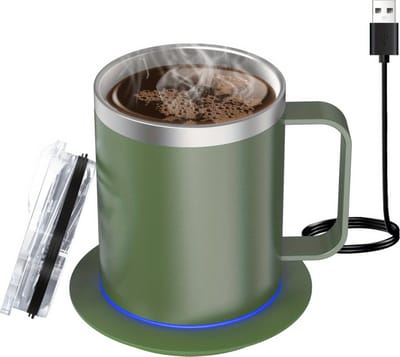 Livano Cup Warmer - Mok Warmer - Mug Warmer - Koffie Warmer - Verwarmde Onderzetter - Koffie Warmhouder - Koffiekop Verwarmer - Kop Warmer - USB - Kopjes - Melk - Groen