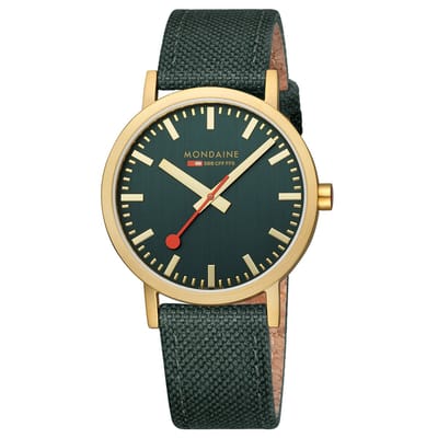 Mondaine M660.30360.60SBS Horloge - Textiel - Groen - 40mm