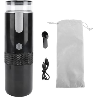 Elektrisch Koffiezetapparaat Draagbaar Koffiezetapparaat Compatibel voor K CUP Capsule voor Camper Wandelen Kantoor L zwart
