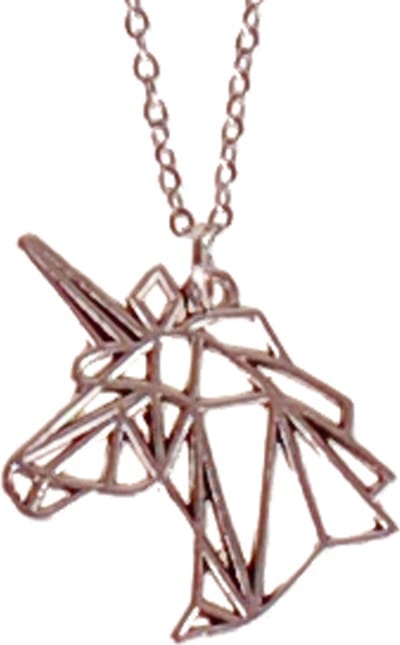 Kinderketting RVS 45cm - Hangertje Eenhoorn Geometrisch Zilverkleurig 3,5cm