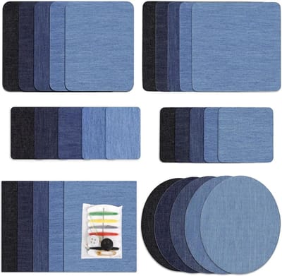 SnelShoppen - 30 Stuks Strijkbaar Stoffen Patches voor Decoratie en Reparatie - 100% Katoen, Verschillende Maten en Kleuren, Sterk Hechtend voor Kledi