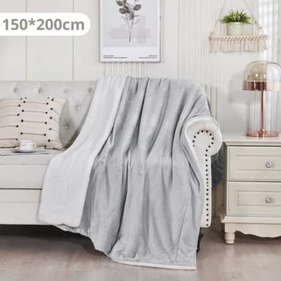 Bovista Deken - Pluche - Wollen - Dekentje - Fleece - Plaid - Knuffeldeken - Bank Deken - 2 Persoons - Licht Grijs