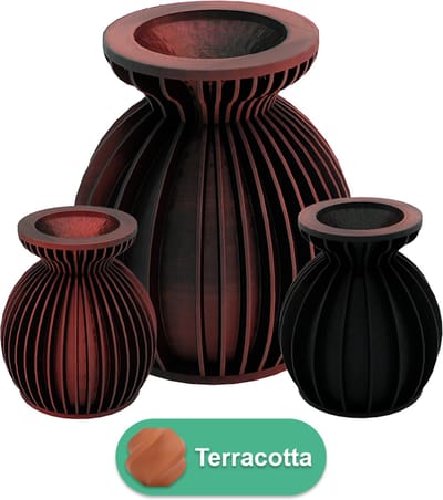 Elin moderne vaas – Decoratieve vaas - Terracotta - 3d geprinte vaas – geschikt voor droogbloemen - 20CM