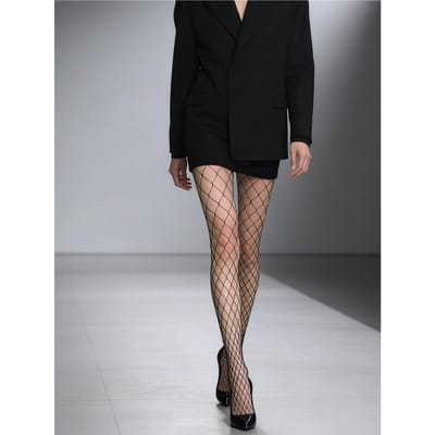 1 Stuk Zwarte Visnet Panty met Middelgroot Net voor Dames, Hoge Stretch Doorzichtige Kousen voor Kantoor, Woon-werkverkeer & Streetwear Outfits One Size black