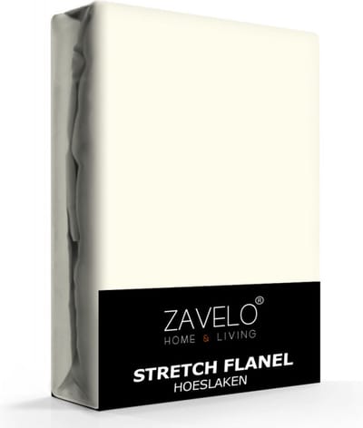 Zavelo Deluxe Stretch Flanel Hoeslaken Ivoor - 1-persoons (90 x 200 cm) - Heerlijk Warm en Zacht - Perfecte Pasvorm - Hoogwaardige Kwaliteit