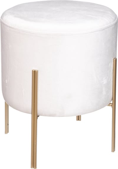 Atmosphera Velvet poef wit met gouden poten - Kruk - Fluweel - Velours